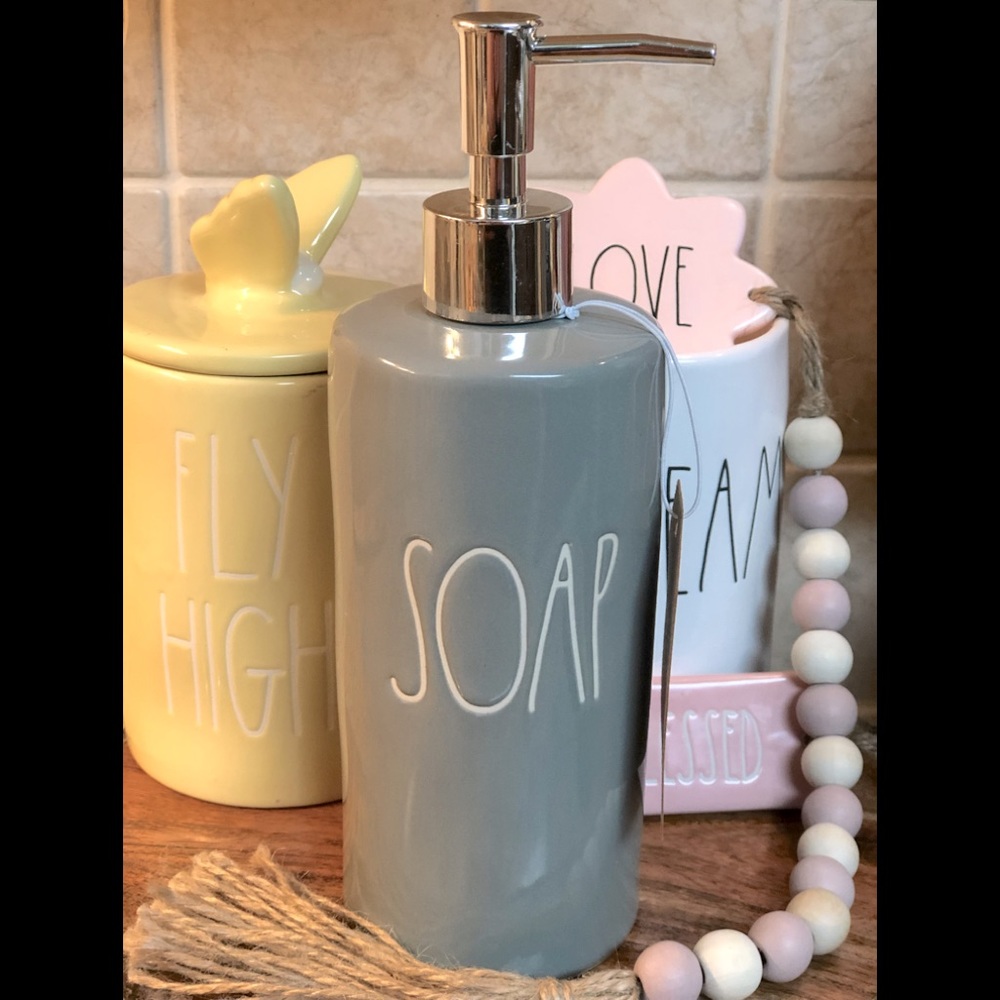 Rae Dunn Magenta Ceramic SOAP Dispenser Pump Bottle Jar